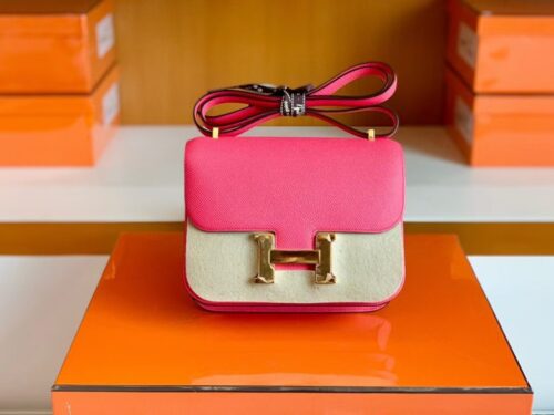 Hermes Constance Epsom 8W lipstick pink Gold Hardware 18cm Full Handmade