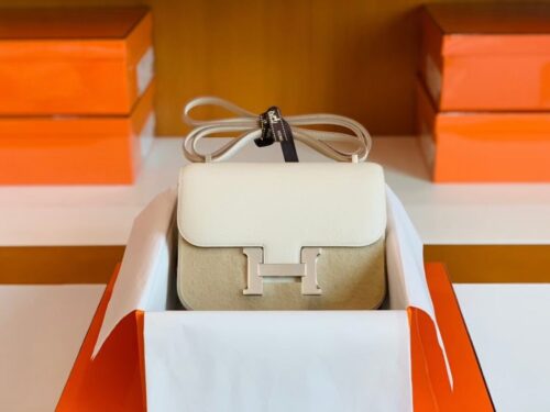 Hermes Constance Epsom Creamy White Silver Hardware 18cm Full Handmade