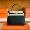 Hermes Kelly Epsom cc89 Black Silver Hardware 25cm Full Handmade