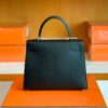Hermes Kelly Epsom cc89 Black Silver Hardware 25cm Full Handmade