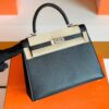 Hermes Kelly Epsom cc89 Black Silver Hardware 25cm Full Handmade