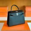 Hermes Kelly Epsom cc89 Black Silver Hardware 25cm Full Handmade