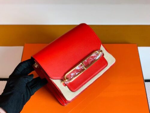 Hermes Roulis Evercolor Bright Red Gold Hardware 19cm Full Handmade