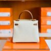 mmexport1683596006080-1024x804-1 Hermes Kelly Togo Creamy White & Golden Brown Gold Hardware 25cm Full Handmade