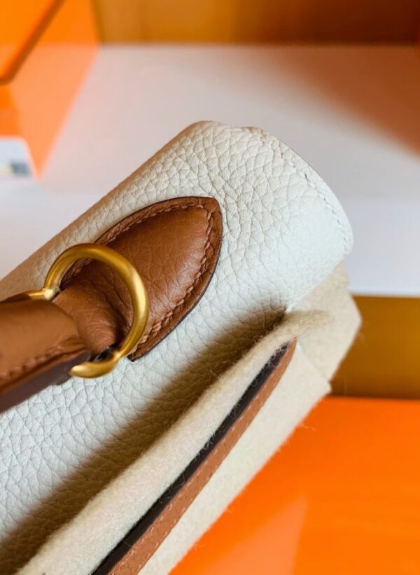 mmexport1683596009906-748x1024-1 Hermes Kelly Togo Creamy White & Golden Brown Gold Hardware 25cm Full Handmade