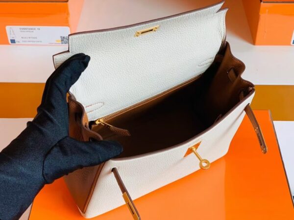 mmexport1683596017186-1024x768-1 Hermes Kelly Togo Creamy White & Golden Brown Gold Hardware 25cm Full Handmade