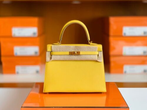 Hermes Kelly Epsom 9O Naples yellow Gold Hardware 25cm Full Handmade