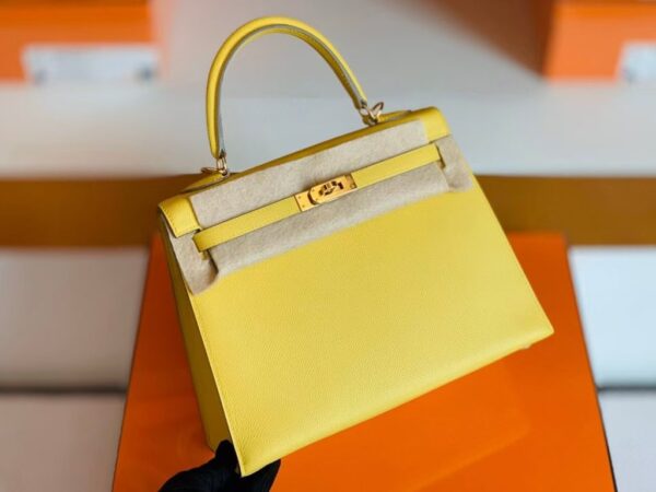 Hermes Kelly Epsom 9O Naples yellow Gold Hardware 25cm Full Handmade