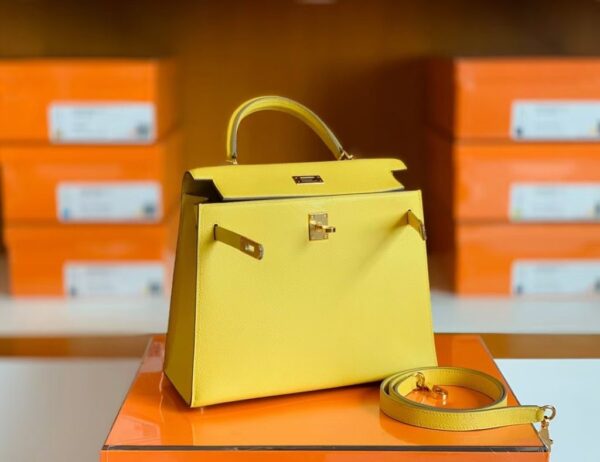 Hermes Kelly Epsom 9O Naples yellow Gold Hardware 25cm Full Handmade