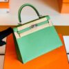 Hermes Kelly Epsom 3i Avocado green Silver Hardware 25cm Full Handmade
