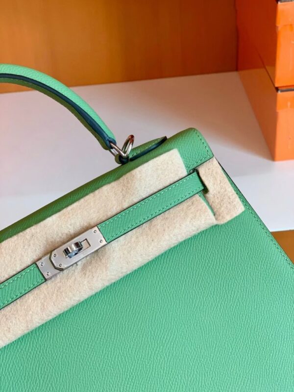 mmexport1683596668675-768x1024-1 Hermes Kelly Epsom 3i Avocado green Silver Hardware 25cm Full Handmade