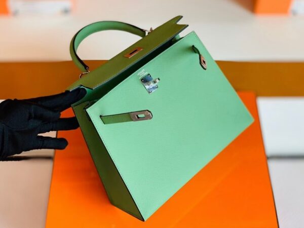 mmexport1683596674475-1024x768-1 Hermes Kelly Epsom 3i Avocado green Silver Hardware 25cm Full Handmade