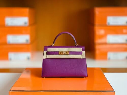Hermes Mini Kelly Epsom P9 actiniae purple Gold Hardware 19cm Full Handmade