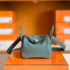 Hermes Mini Lindy Togo 63 Almond green Gold Hardware 19cm Full Handmade