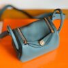 Hermes Mini Lindy Togo 63 Almond green Gold Hardware 19cm Full Handmade