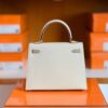 Hermes Kelly Epsom Creamy White & s2 Trench Grey Gold Hardware 25cm Full Handmade