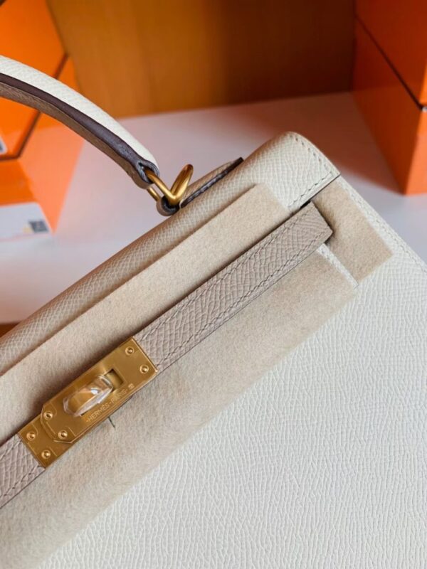 mmexport1683597214667-768x1024-1 Hermes Kelly Epsom Creamy White & s2 Trench Grey Gold Hardware 25cm Full Handmade