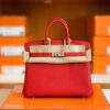 Hermes Birkin Togo Q5 Bright Red Silver Hardware 25cm Full Handmade