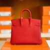 Hermes Birkin Togo Q5 Bright Red Silver Hardware 25cm Full Handmade