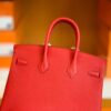 Hermes Birkin Togo Q5 Bright Red Silver Hardware 25cm Full Handmade
