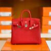 Hermes Birkin Togo Q5 Bright Red Silver Hardware 25cm Full Handmade