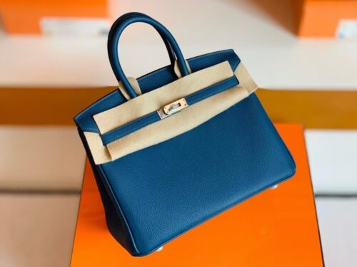 Hermes Birkin Togo S4 Deep blue Silver Hardware Phw 25cm Full Handmade