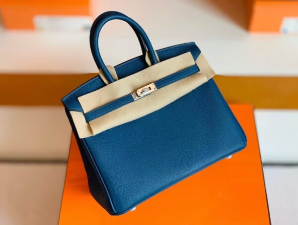 Hermes Birkin Togo S4 Deep blue Silver Hardware Phw 25cm Full Handmade