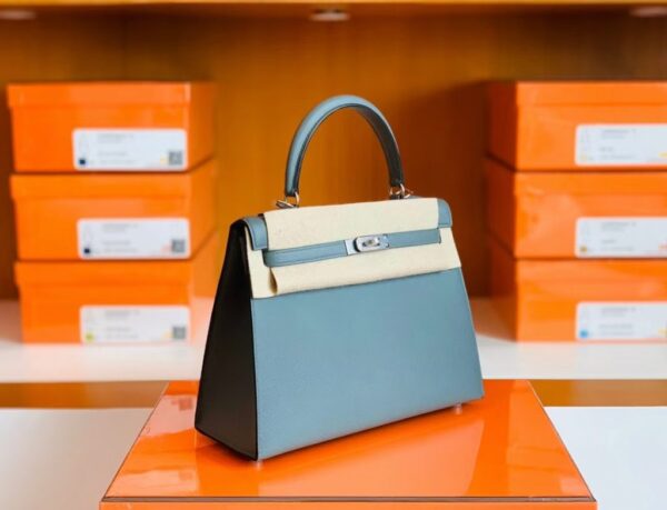 Hermes Kelly Epsom 63 Almond green Silver Hardware 25cm Full Handmade