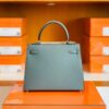 Hermes Kelly Epsom 63 Almond green Silver Hardware 25cm Full Handmade