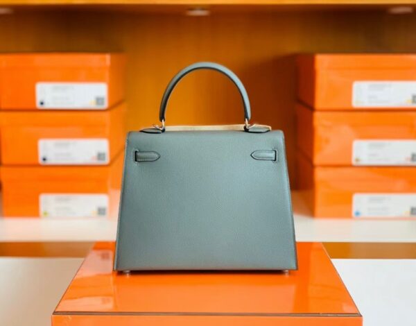 Hermes Kelly Epsom 63 Almond green Silver Hardware 25cm Full Handmade