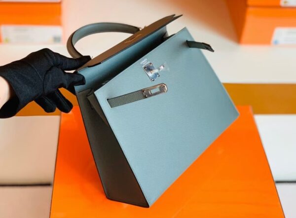 Hermes Kelly Epsom 63 Almond green Silver Hardware 25cm Full Handmade