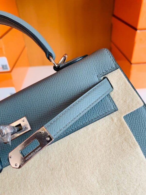 Hermes Kelly Epsom 63 Almond green Silver Hardware 25cm Full Handmade