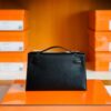 Hermes Mini Kelly pochette Swift CK89 Black Silver Hardware 22cm Full Handmade