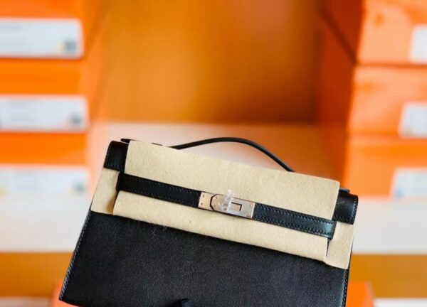 mmexport1686297638081-1024x738-1 Hermes Mini Kelly pochette Swift CK89 Black Silver Hardware 22cm Full Handmade