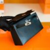 Hermes Mini Kelly pochette Swift CK89 Black Silver Hardware 22cm Full Handmade