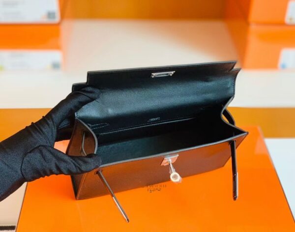 mmexport1686297646308-1024x806-1 Hermes Mini Kelly pochette Swift CK89 Black Silver Hardware 22cm Full Handmade