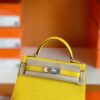Hermes Mini Kelly Chevre 9O Naples yellow Silver Hardware 19cm Full Handmade