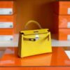 Hermes Mini Kelly Chevre 9O Naples yellow Silver Hardware 19cm Full Handmade