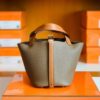 Hermes Picotin Togo CK18 Etoupe Grey & CK37 Golden Brown Gold Hardware 18cm Full Handmade