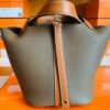 Hermes Picotin Togo CK18 Etoupe Grey & CK37 Golden Brown Gold Hardware 18cm Full Handmade