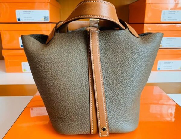 mmexport1686297693637-1-1024x785-1 Hermes Picotin Togo CK18 Etoupe Grey & CK37 Golden Brown Gold Hardware 18cm Full Handmade