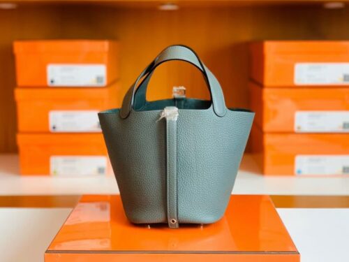 Hermes Picotin TC 63 Almond green Silver Hardware 18cm Full Handmade
