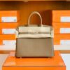 Hermes Birkin Togo CK18 Etoupe Grey Silver Hardware 25cm Full Handmade