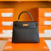 Hermes Kelly Epsom CK89 Black Gold Hardware 25cm Full Handmade