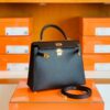 Hermes Kelly Epsom CK89 Black Gold Hardware 25cm Full Handmade