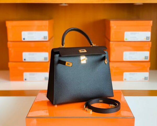 mmexport1686298077563-1024x819-1 Hermes Kelly Epsom CK89 Black Gold Hardware 25cm Full Handmade