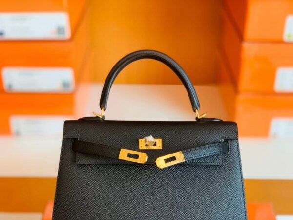 mmexport1686298078891-1024x768-1 Hermes Kelly Epsom CK89 Black Gold Hardware 25cm Full Handmade