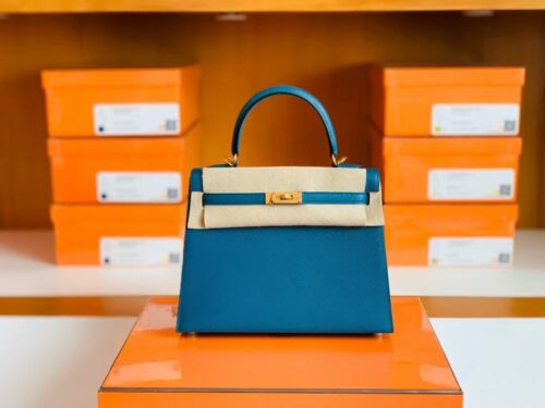Hermes Kelly Epsom W0 Vert Bosphore Gold Hardware 25cm Full Handmade
