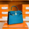Hermes Kelly Epsom W0 Vert Bosphore Gold Hardware 25cm Full Handmade