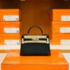 Hermes Mini Kelly Epsom CK89 Black Silver Hardware 19cm Full Handmade